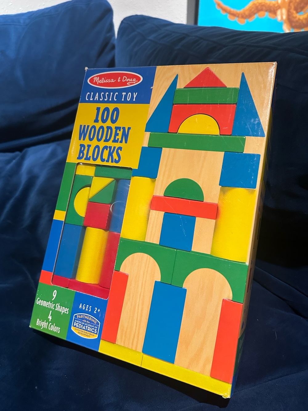 Melissa & Doug Wooden Building Blocks Set - Red, Blue, Green, Yellow, Natural